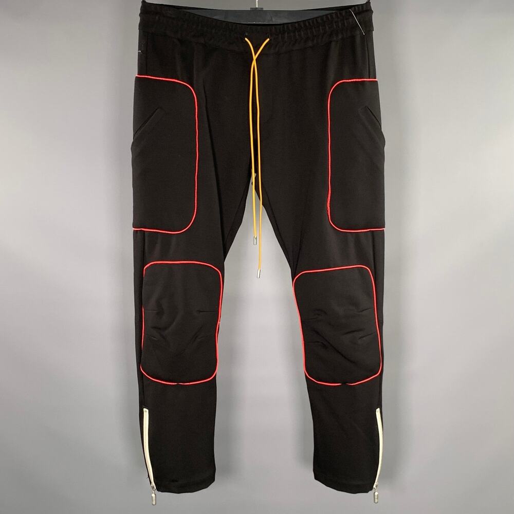 RHUDE Size S Black Red & Yellow Mixed Patterns Joggers Casual Pants